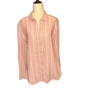 Xirena Pink Striped Button Down